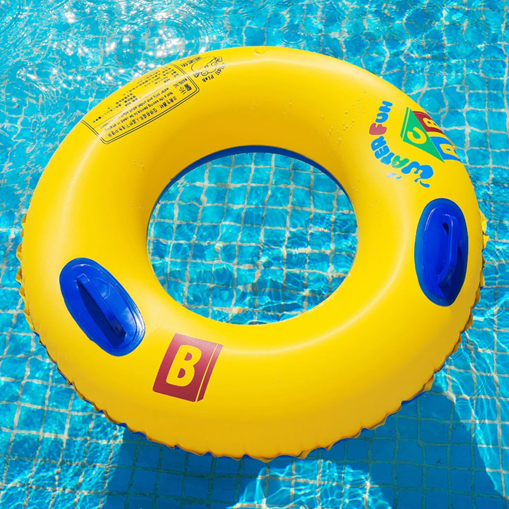Adult Kids Inflatable Swimming Ring Pvc Thickened Double Handle Safety Baby Seat Float Swim Ring