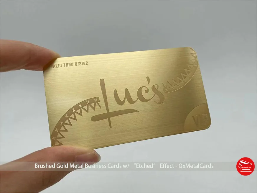 Metal Business Cards Plated Gold Color Never Fade With Brushed Surface Finsihed Etched Engrave Your Logo Luxury  Golden
