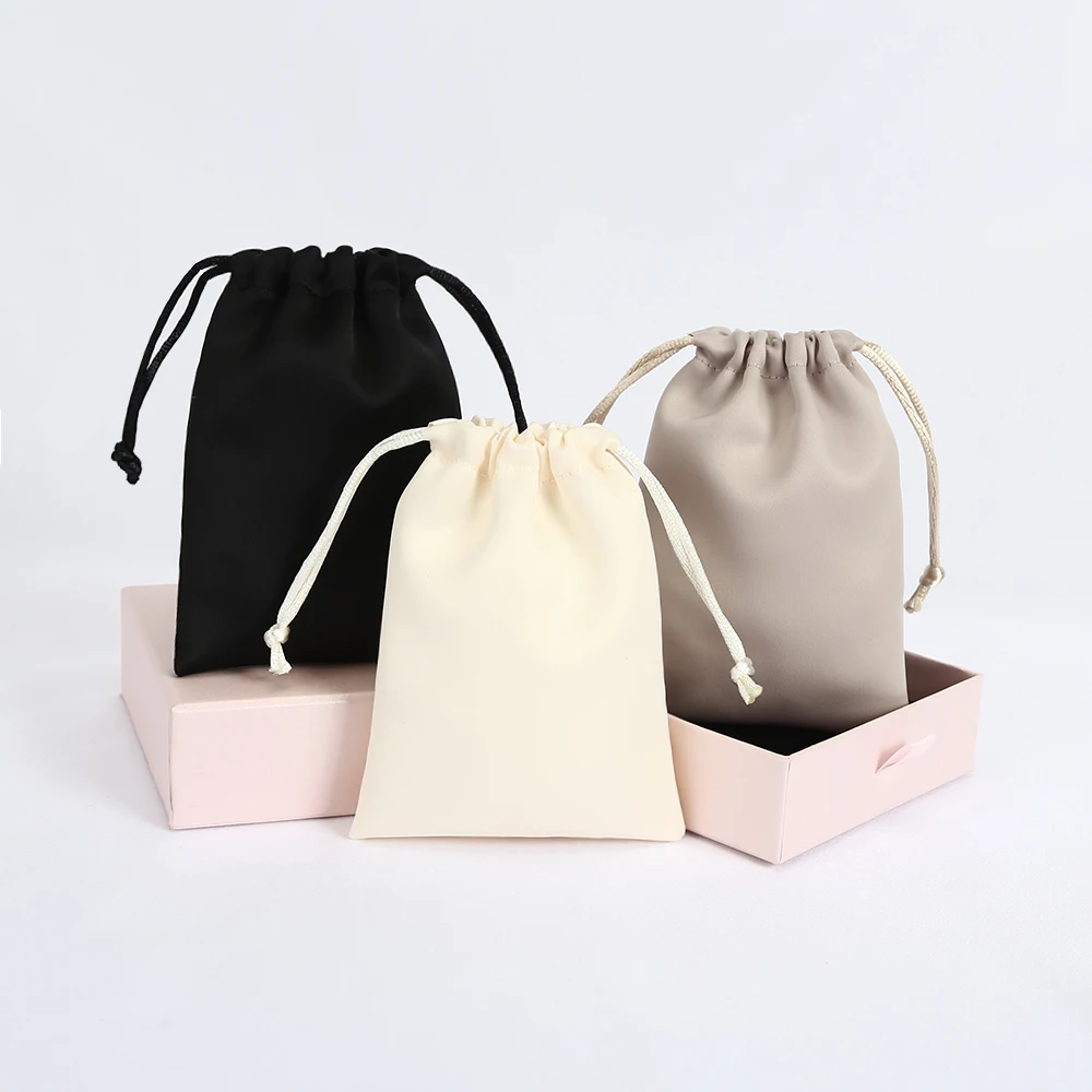 100 stücke Individuelles Logo Seide Samt Schmuck Geschenk Taschen Satin Kordelzug Ohrring Ring Verpackung Organizer Beutel Hochzeit Gunsten Candy Tasche – Detail 6
