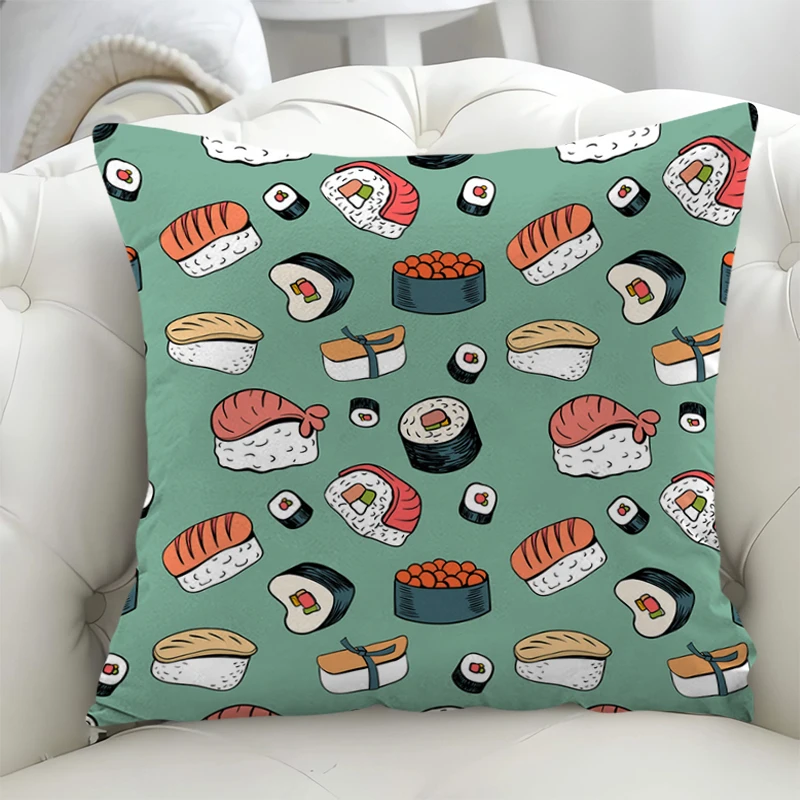Sushi Cushions Double-sided Printing Children's Decorative of Modern Sofa Cushion Covers Couch Pillows for Bedroom Room Decor british style london pillowcase 40x40 cushion double sided printing pillows for bedroom cover couch pillowcases cushions pillow