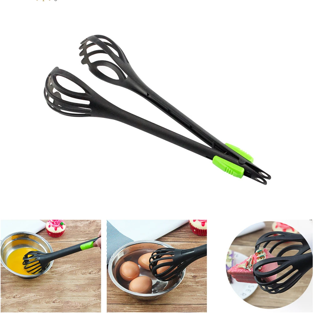 1pc Multifunctional Egg Beater Nylon Food Tongs Manual Egg Whisk Pasta