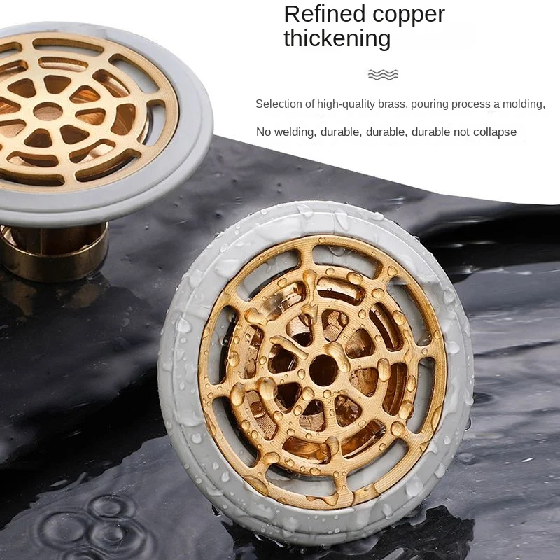 Floor drain deodorizer bathroom sewer pipe drainage outlet large filter universal seal full copper inner core cover artifact