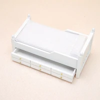 1:12 Dollhouse Miniature Bed White European Single Bed With Drawer Bedroom Furniture Model Decor Toy Doll House Accessories