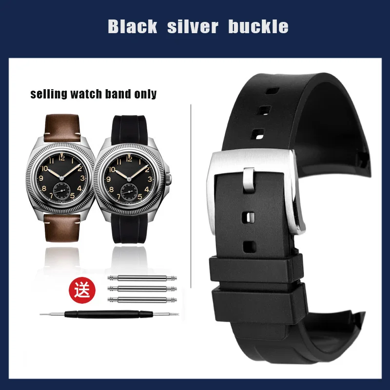 Correa de muñeca con boca en forma de arco para hombre adecuada para la réplica clásica Longines L2/L3 Correa de reloj de caucho de la Fuerza Aérea Checa Cadena de reloj de 22 mm