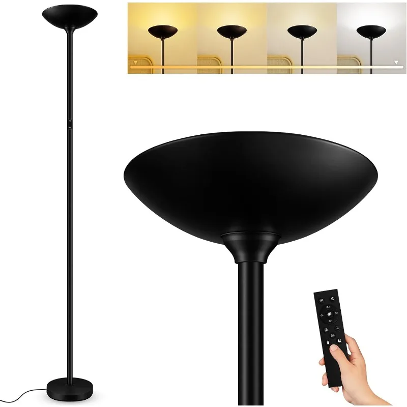 Stepless Dimmable Floor Lamp,30W 3000LM Super Bright LED Torchiere Floor Lamps with Remote & Touch Control,71 in Tall Modern