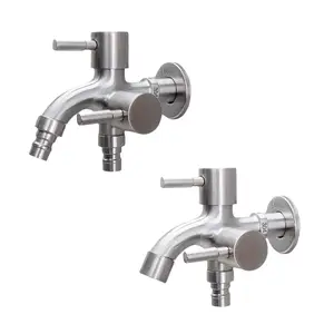 Washing Machine Faucet Double Spout Double Switch Sink Water Tap Replacement