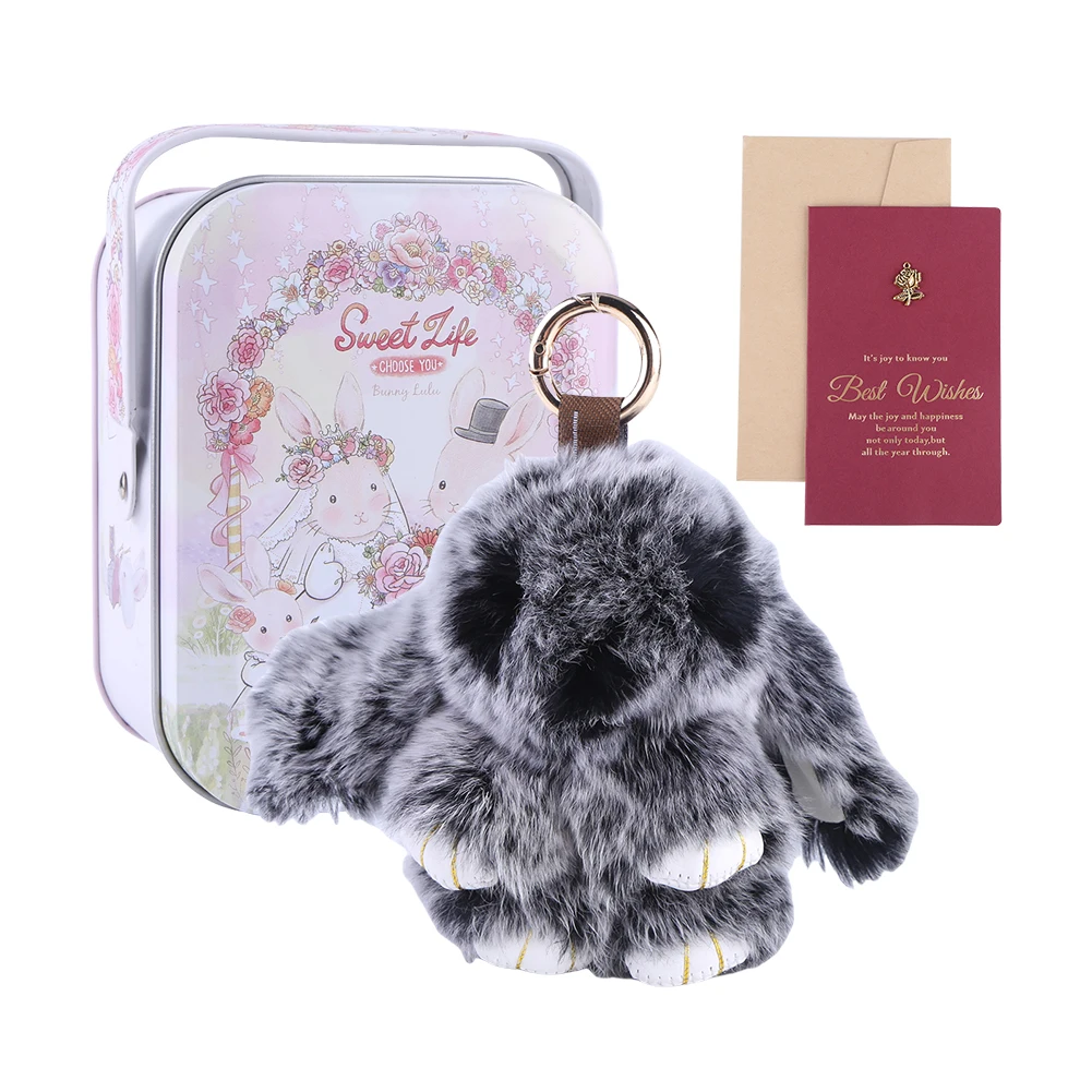 Fluffy Bunny Trinket Key Chain Charm Fur Cute Fluffy Bunny Keychain Fluffy Fur Pompon Bunny Doll Pendant Bunny Lulu Keychain 5