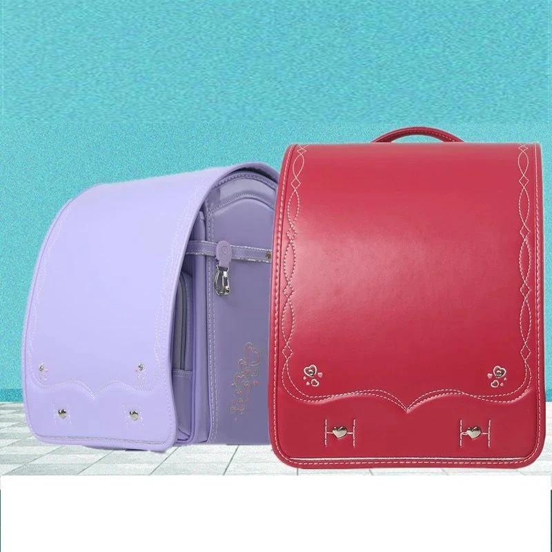 Japanese Style School Backpack For Girl Randoseru Backpack Automatic Satchel Japanese School Bag Embroidery PU Bookbag For Girls