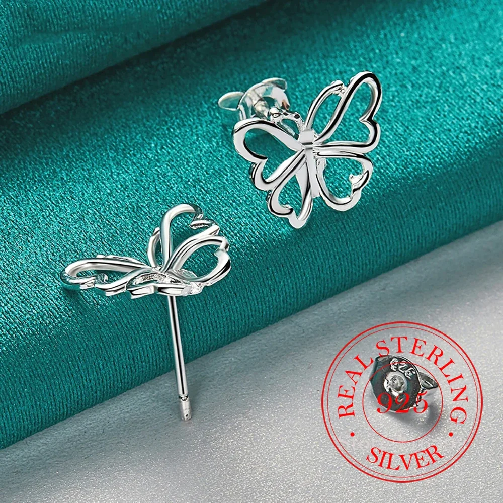 

925 Sterling Silver Butterfly Stud Earring For Woman Fashion Charm Wedding Engagement Party Jewelry Gift