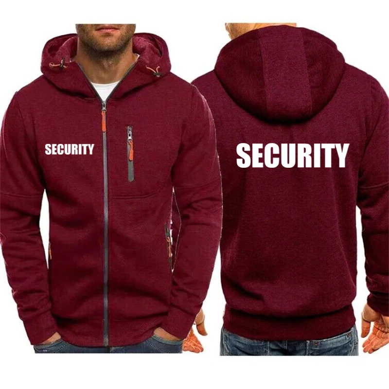Hoodies Men Jacket Security Uniform Print Casual HipHop Harajuku Hooded Sweatshirts Mens Zipper Jacket Man Hoody Clothing 5