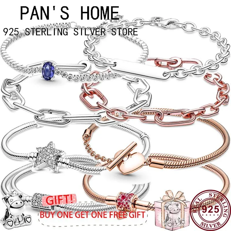 

Hot 925 Sterling Silver Exquisite Star Shining Love Crown Women's Pan Bracelet Suitable For The Original Woman's Charm Jewelry