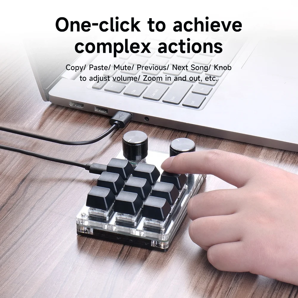 Programming Macro Knob Mechanical Keyboard with RGB Light Gaming Keyboard Mini Button PS Hotswap Macropad