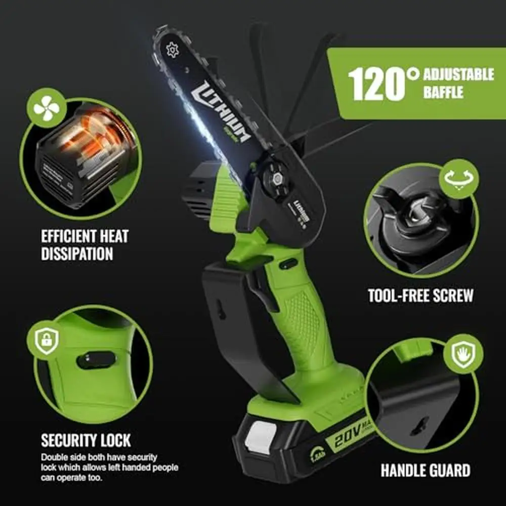 Cordless Mini Chainsaw 6 Inch High Torque Portable Electric Saw with 2 Rechargeable Batteries 90  Cuts Performance Safety Switch 5