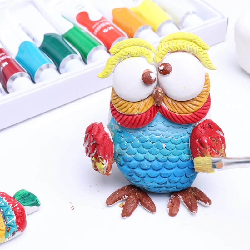 No-bake Air-dried Shaping DIY Plasticine Clay Set with 12 Colors of Paint Children's Educational Pottery Sculpture Clay Toy Gift 6