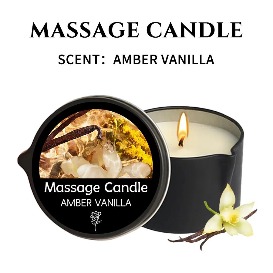 Luxurious Amber Vanilla Soy Wax Massage Candle - Perfect for Relaxation and Holiday Gifting