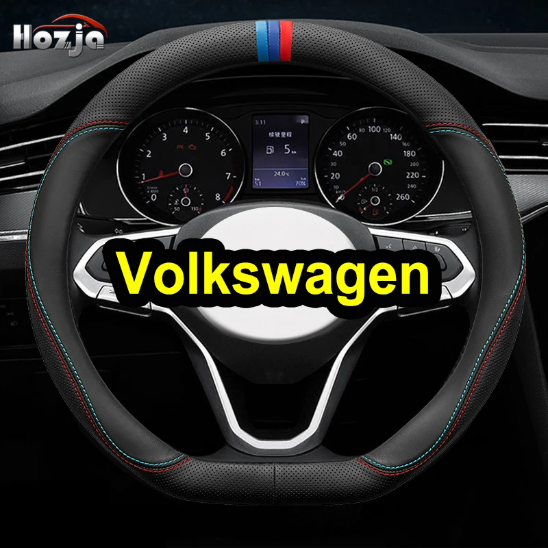 Leather Car Steering Wheel Cover For Volkswagen Vw Sharan Passat Caddy