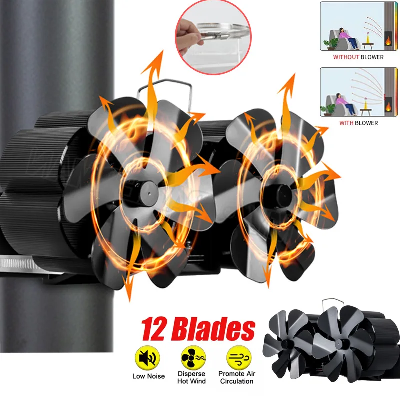 

Multi-Blade Thermal Power Stove Fan Log Burner Environmentally Friendly Silent Fan Heater Home Mini Fireplace Fan Efficient Heat