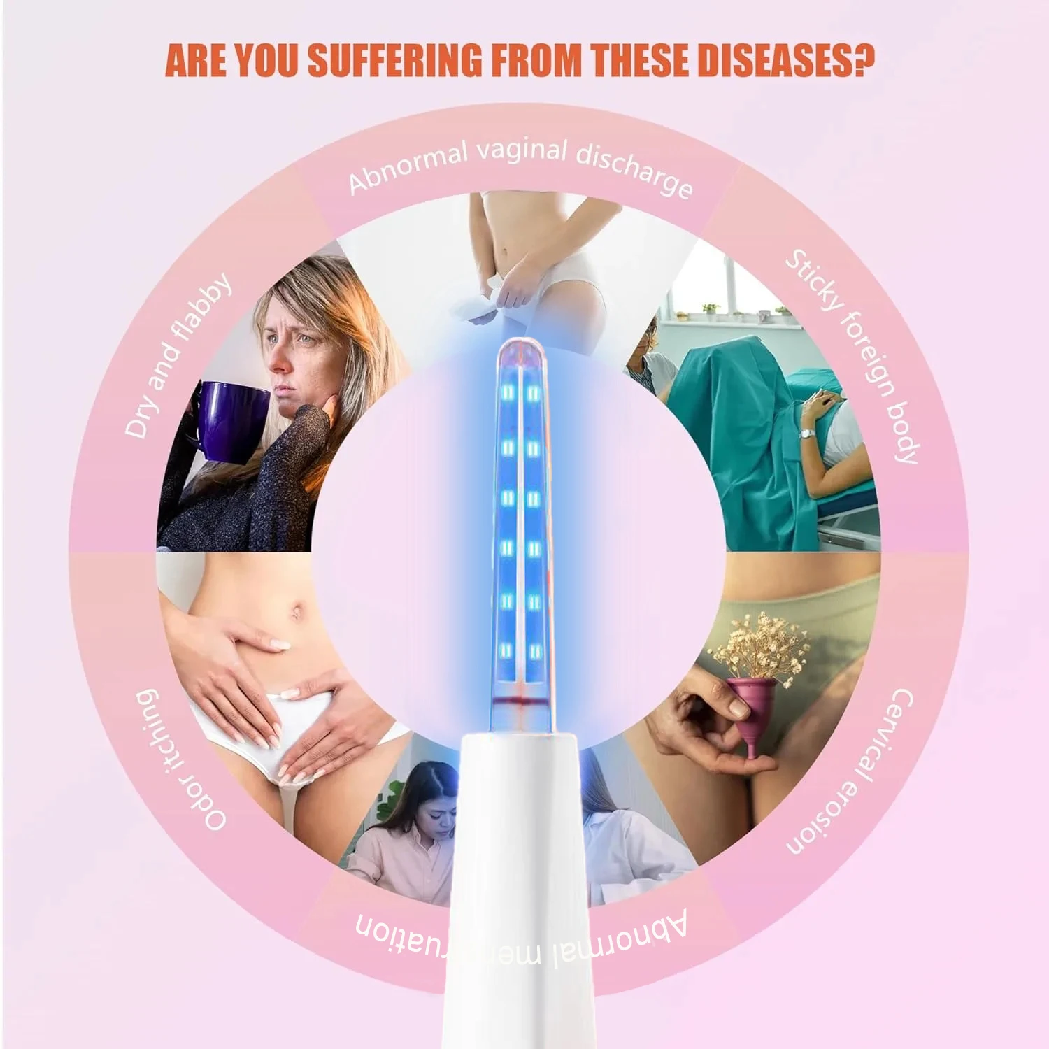 Women Gynecological Vaginitis Therapy Device LED Vaginal Massage Red Blue Light Vaginal Pelvic inflammation Therapy Female