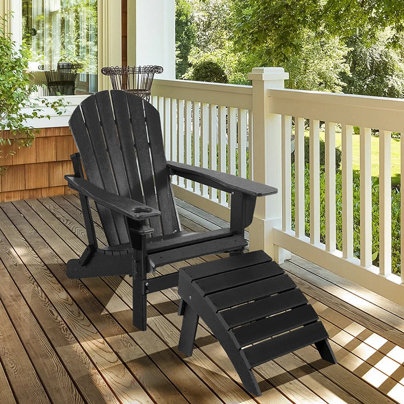 

Adirondack Folding Ottoman with All Weather HDPE Outdoor Garden Patio Lounge Chair Ottoman