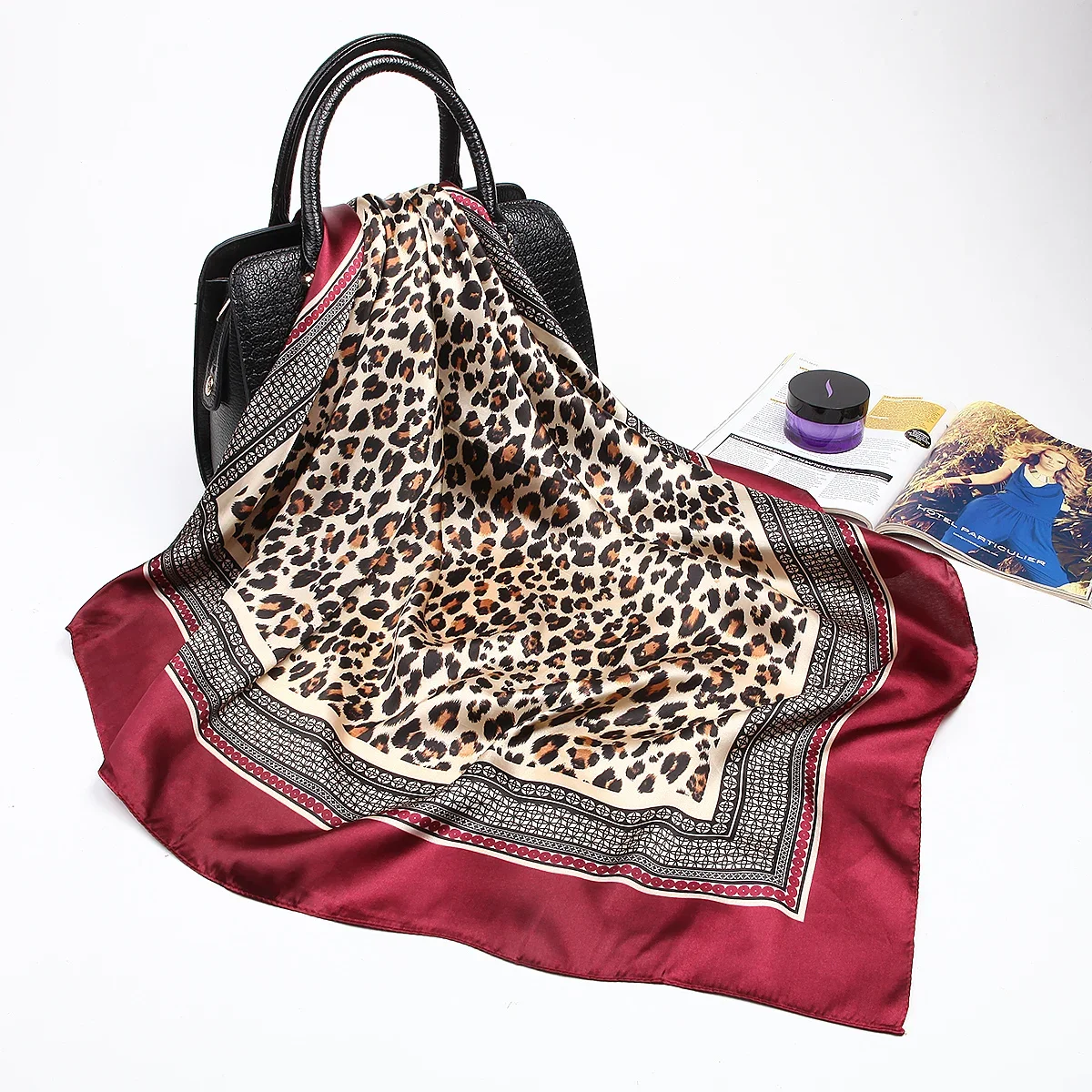 Fashion Silk Satin Hijab Scarf For Women Printed Kerchief Hair Scarfs Female 90cm*90cm Square Shawl Wraps Neck Scarfs For Ladies 3