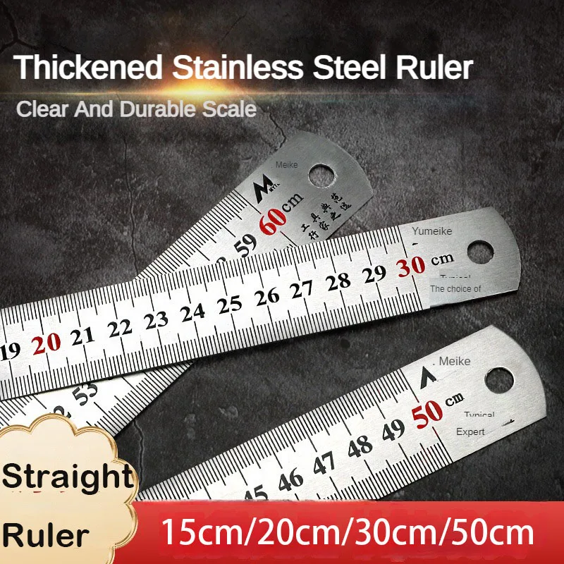 15/20/30/50mm Straightedge Double Side Scale Metal Ruler Stainless Steel Woodworking Drawing Tools School Supplies Rulers stainless steel ruler ruler set drawing ruler metal ruler straight ruler