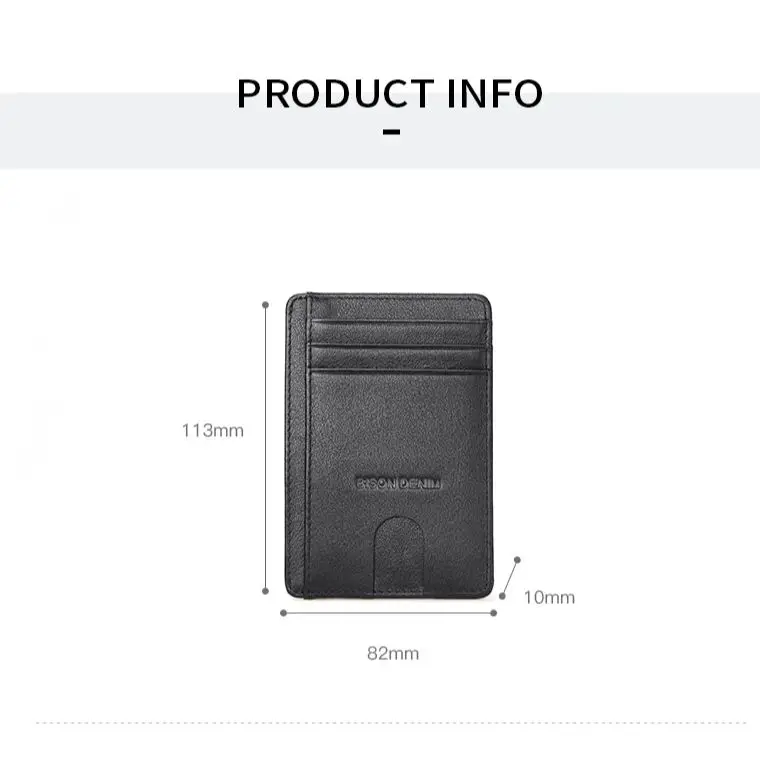Cow Leather Fashion Slim Minimalist Men Wallet Credit Card Holder RFID Blocking Leather Purse 11.3*8.2*1cm W9670-1BS BISON DENIM leather wallet wallet card holder card holder credit card holder