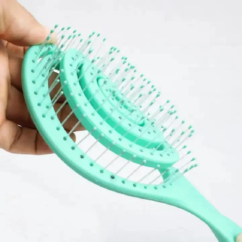 Manufacturers direct hollow back comb oval comb circular bead head non-skin curved row comb household multi-functional hair comb 5