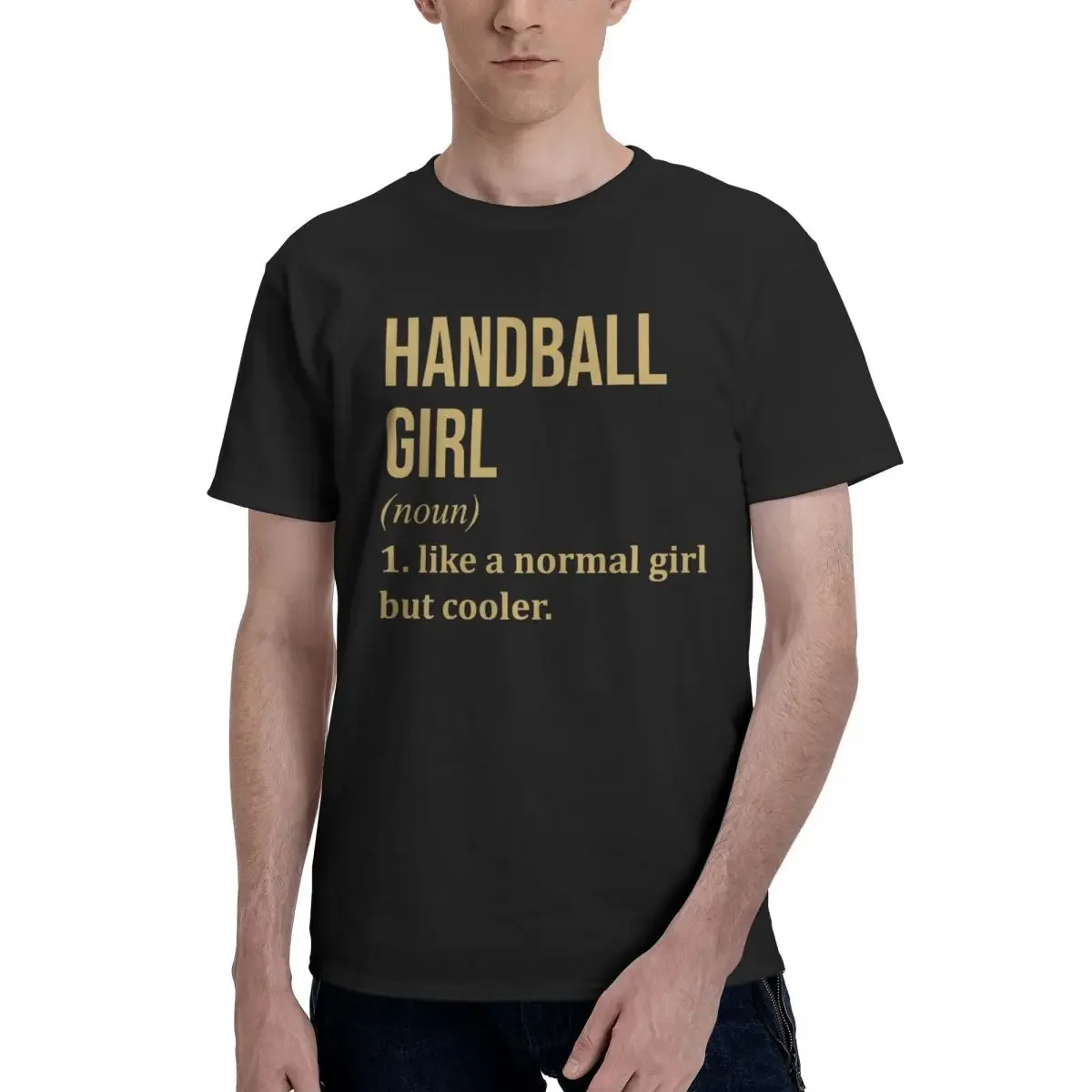 Футболка Crewneck мужская с надписью «Handball Girl», забавная тенниска с графическим принтом, одежда для мужчин в стиле Харадзюку, оверсайз