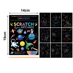 Vibrant Scratch Off Art Set for Kids - Creative DIY Graffiti and Educational Craft Kit (Space)