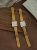 1 Piece of Gold Retro Simple and Elegant Women's Watch Stainless Steel Strap Quartz Watch Square Dial Casual Fashion Waterproof Women's Watch Suitable for Daily Wear Dinner and Other Occasions Decorative Wrist 2