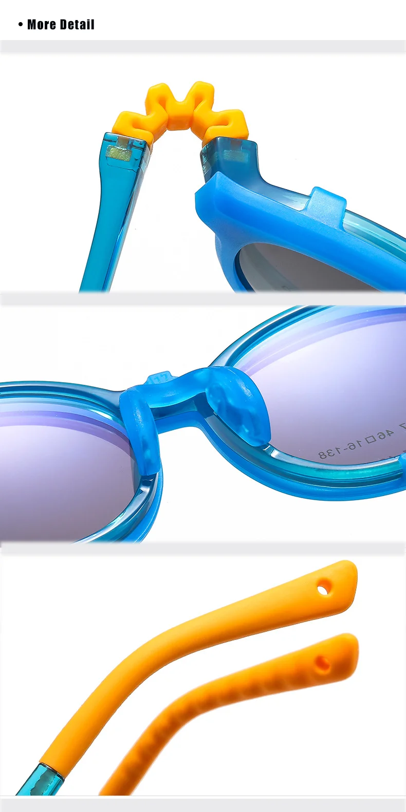 Ralferty Flexible Kinder-Sonnenbrille zum Anklipsen, abnehmbare Brillengestelle, für Mädchen und Jungen, runde Outdoor-Brillen, verschreibungspflichtiger optischer Rahmen – Detail 14