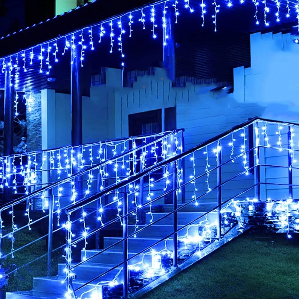 thumbnail image 1 of Guirnalda de luces LED de 5 m, 16,4 pies, caída de 0,4 m, 0,5 m y 0,6 m, guirnalda de carámbanos para Navidad, vacaciones, bodas, fiestas, decoración al aire libre, 1 of 5