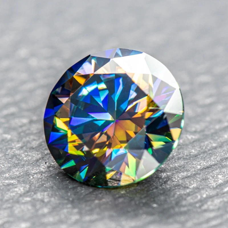 Moissanite Stone Round Cut Rainbow Purple Gemstone Lab Grown Diamond for DIY Jewelry Making Materials with GRA Certificate 2
