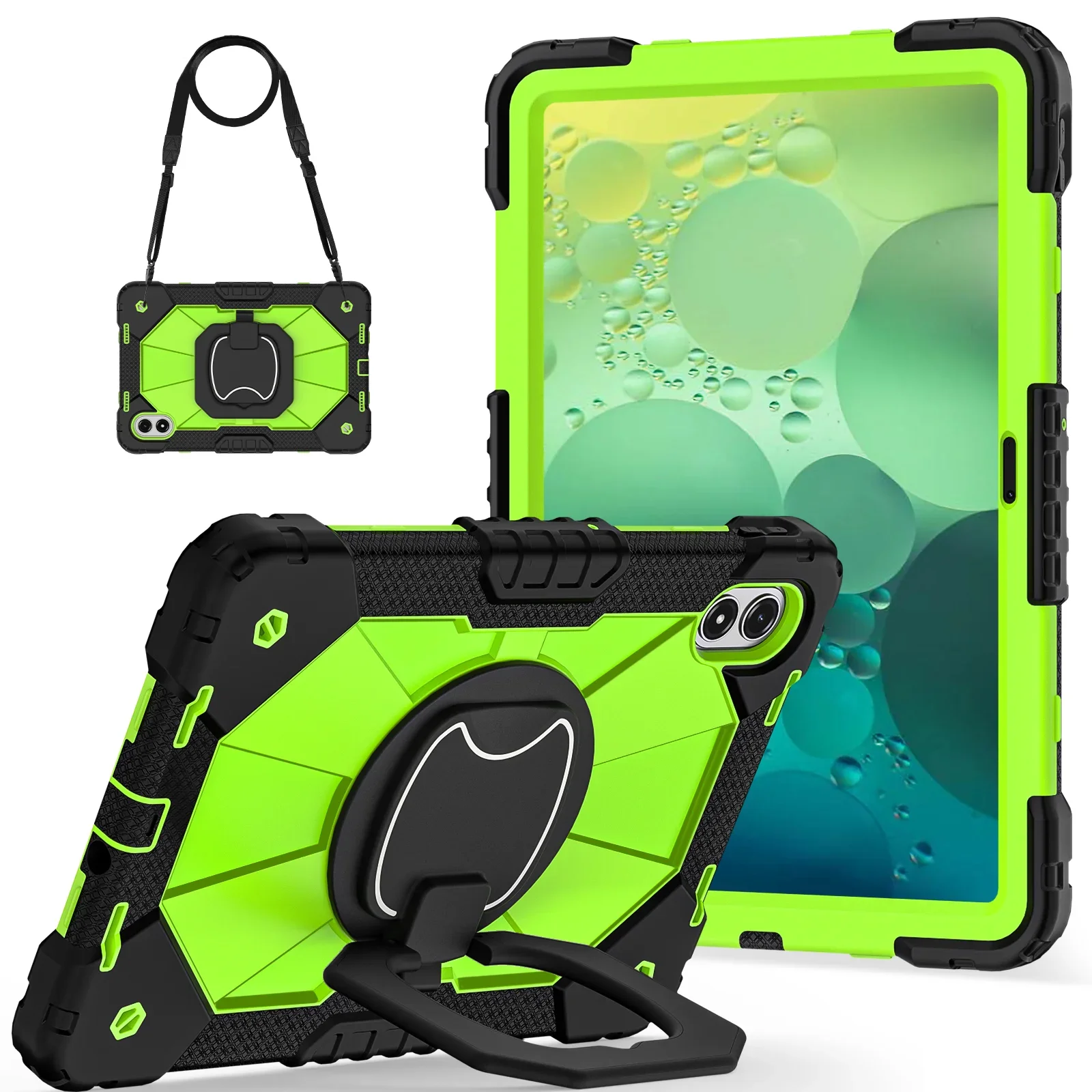 Heavy Duty Shockproof Tablet Case with Stand & Shoulder Straps - Silicone + PC