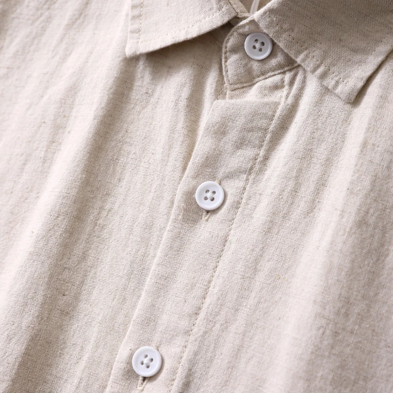 Summer Men's Clothing Light Cotton Linen Shirt Korean Solid Color Short Sleeve Button-down Retro Fashion Leisure Shirts