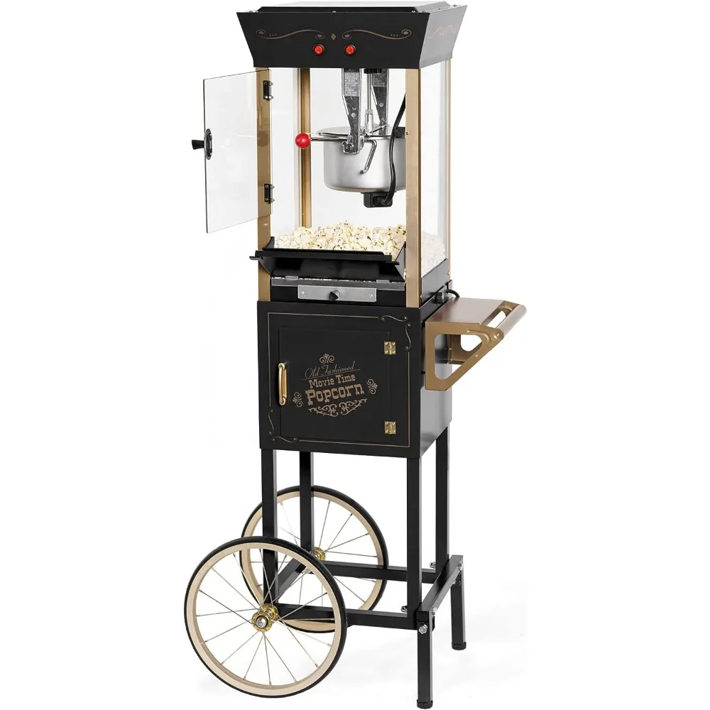 

Popcorn Maker Machine - Professional Cart With 8 Oz Kettle Makes Up to 32 Cups