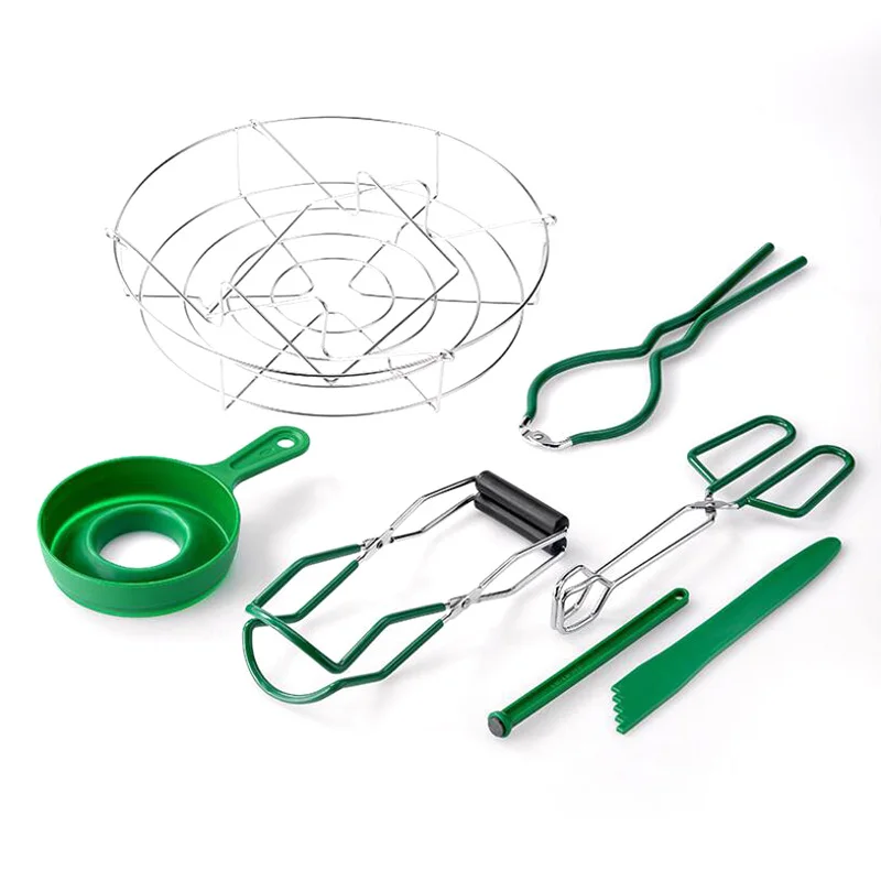 

7 In 1 Canning Kit Include Steamer Rack,Canning Funnel,Jar Lifter,Wrench, Tongs,Lid Lifter/Bubble Remover Canning Tool