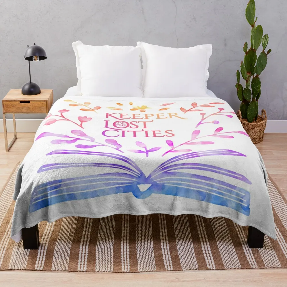 

Keeper of the Lost Cities Watercolor Bookish Design Throw Blanket Shaggy Quilt Fluffys Large Bed covers Cute Plaid Blankets