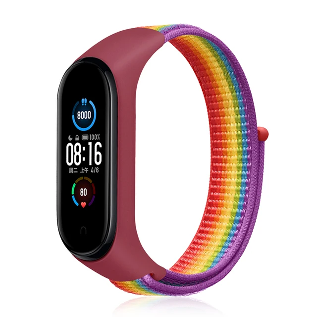 Nylon Strap For xiaomi mi band 6 Bracelet watchband pulsera correa Strap Miband Bracelet Wristband Sport loop Mi band 5 4 3 Rainbow 3