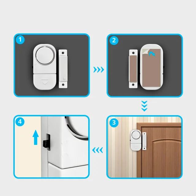 Wireless Door Window Sensor Independent Opening Magnetic Door Sensor 90db Standalone Security Alarm Alert 1/3/6 pcs 2