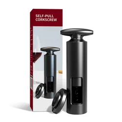 Compact Handheld Wine Cork Opener - Durable and Creative Kitchen Bar Gadget (Black)