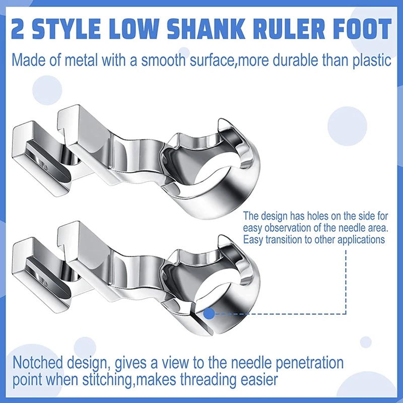 2 Pieces Low Shank Ruler Foot for Freemotion Quilting 1/4 Inch Thick Rulers Ruler Quilting Foot Compatible With Singer