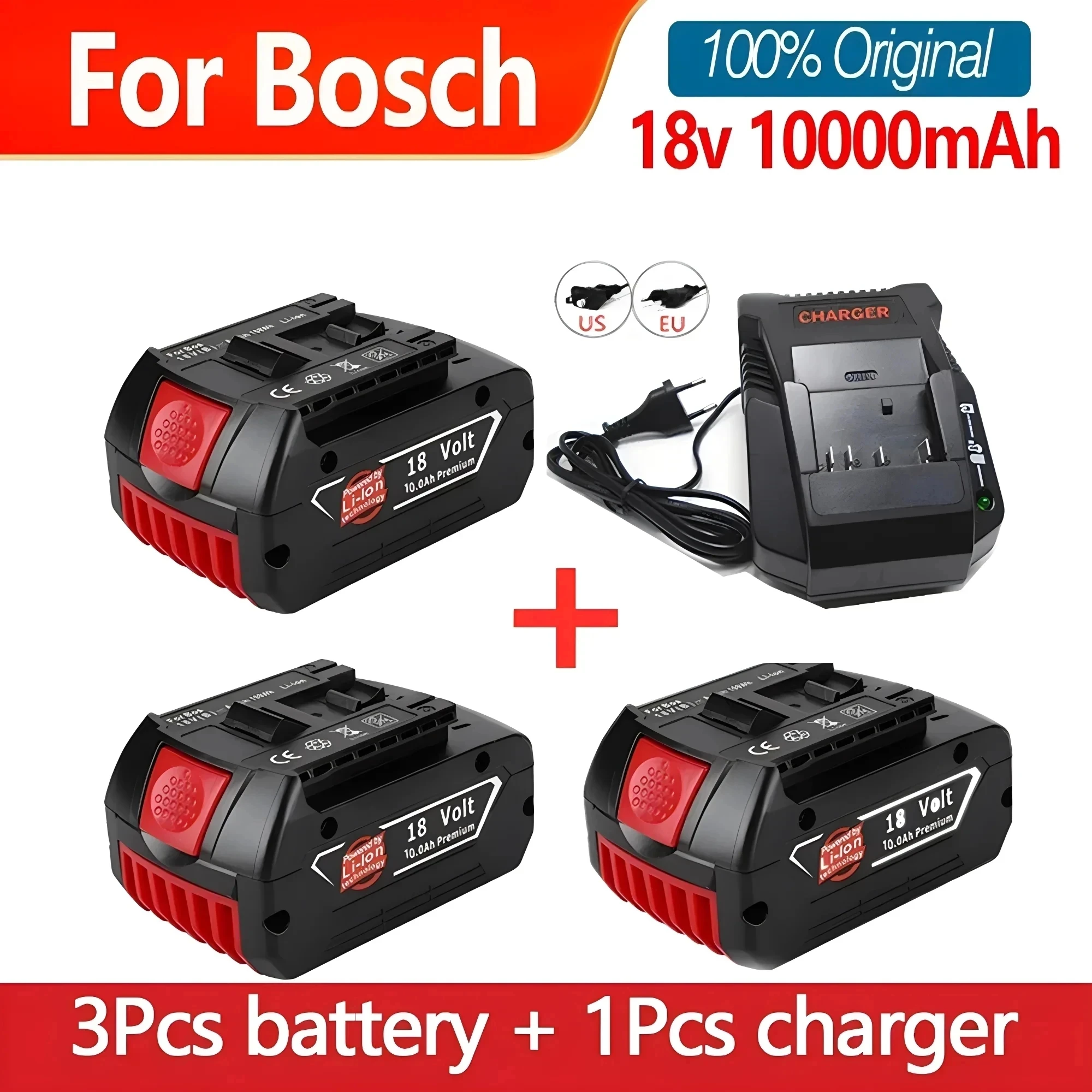 Bat609 Sostituzione Batteria Agli Ioni Di Litio 10000Mah Per Batteria Trapano Professionale Bosch 18V Gba 18V Gsr Bat610 Bat618 Bat619 18V