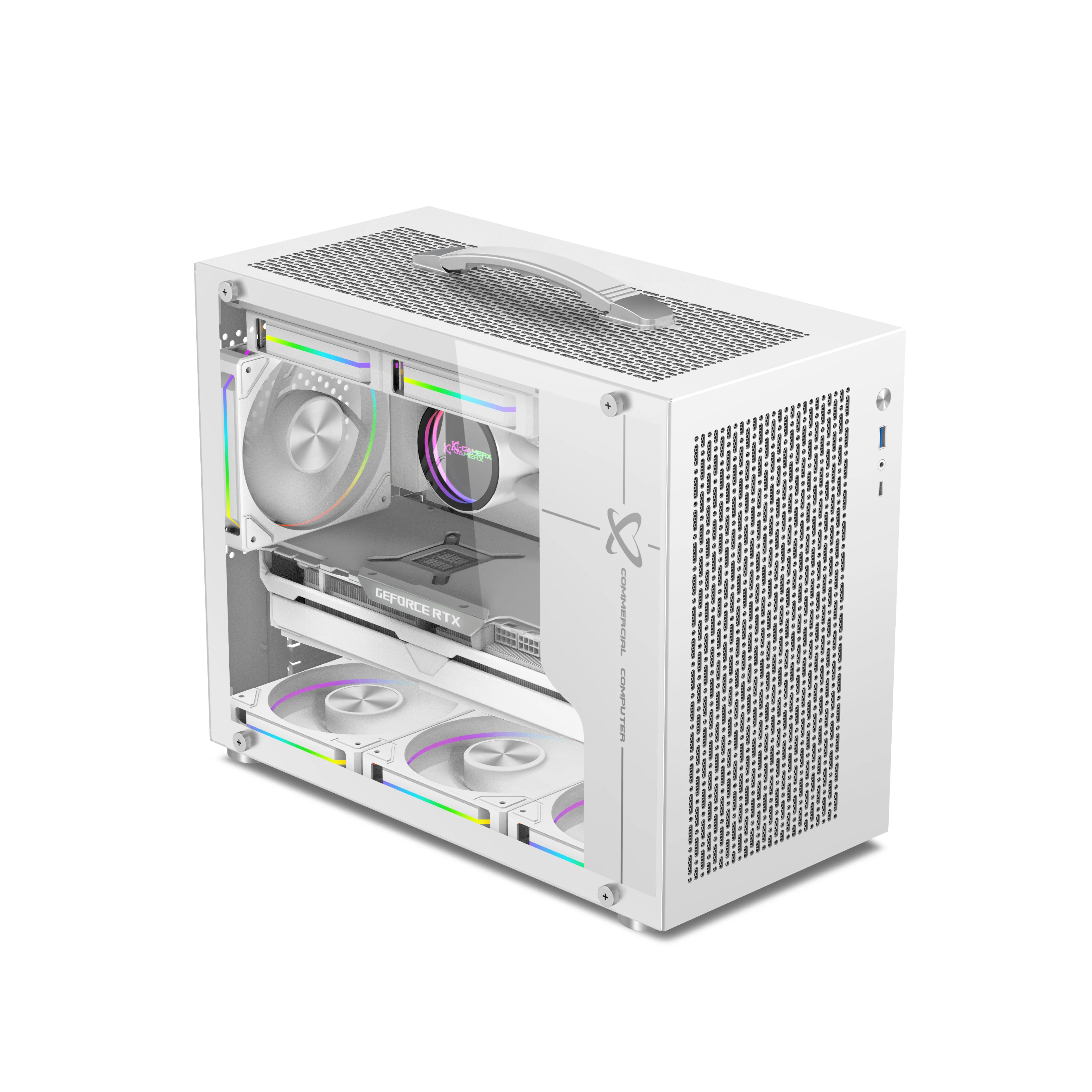 Корпус для ПК Power Train X-Gamerx X100 Pro M-ATX Прозора сторона 240 з водяним охолодженням Блок живлення TYPE-C ATX SFX МІНІ портативний футляр