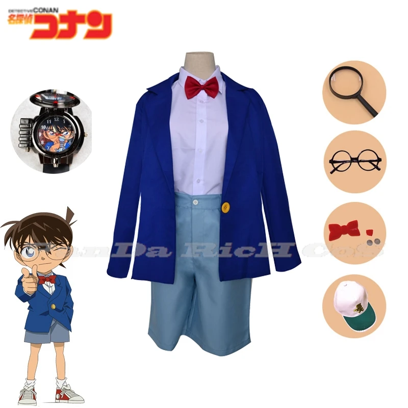 

Anime Detective Conan Kids Adult Conan Edogawa Case Closed Edogawa Konan Cosplay Costume School Uniform Boys Hallowen Party Suit