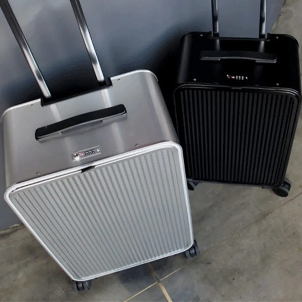 All Aluminum Magnesium Alloy Trolley Case Business Suitcase Travel Luggage Password Box Laptop Bag Front Opening Baggage 4 Wheel