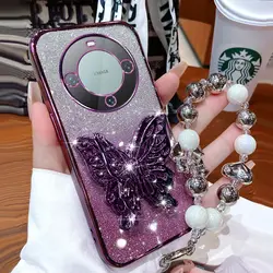 Braccialetto Supporto per Telefono a Forma di Farfalla con Glitter Plating 3D
