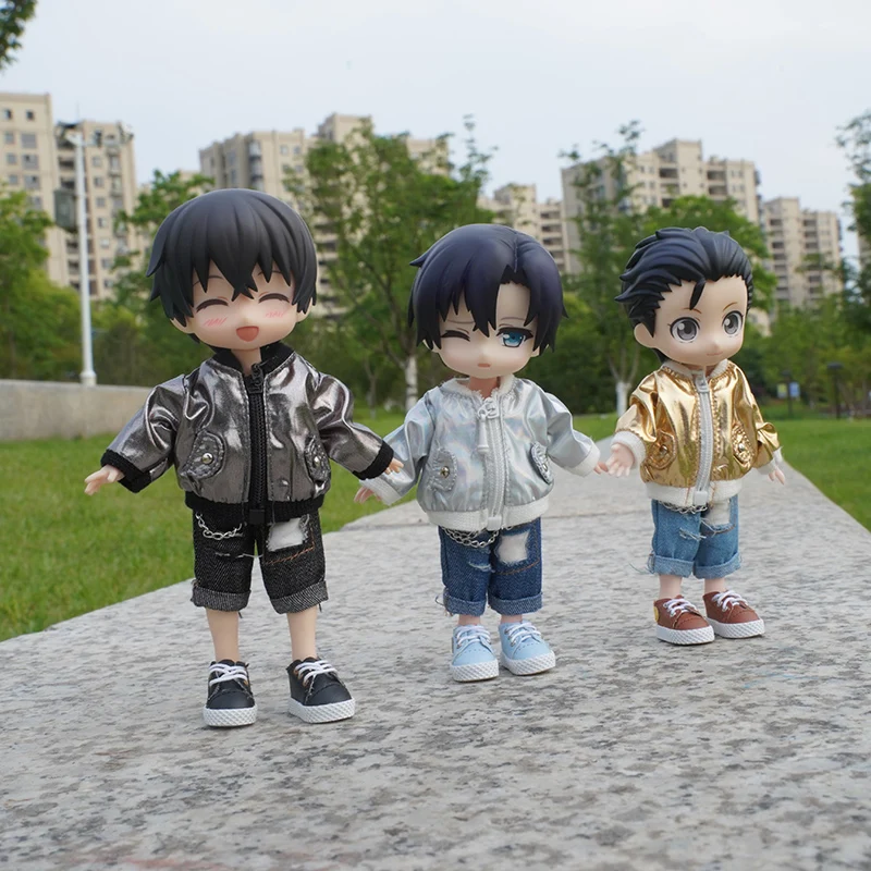 OB11 Baby Accessories Clothes for Baby Laser Bar Sets T-Shirts Jackets and Jeans Furniture for Dolls 1/12 Cool Anime Toys - 3