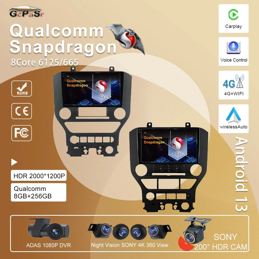 Qualcomm Snapdragon Per Ford Mustang S550 2014-2021 Multimedia Car Player Autoradio Gps Di Navigazione Video Dvd Senza Fili Carplay