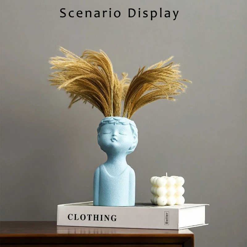 1 Piece Creative Sphinx Statue Ceramic Vase Indoor Decoration Statue Cute Boy Girl Hydroponic Vase Home Desktop Decorations 3